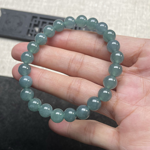 隆慈缘原矿翡翠源头直发A货翡翠冰种蓝水手串8MM冰蓝水手链