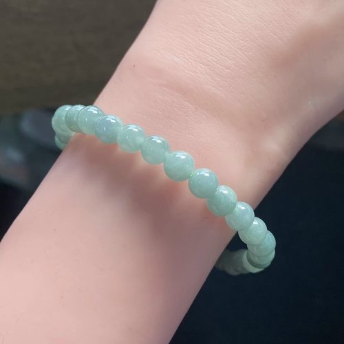 隆慈缘A货冰糯蓝水翡翠手串