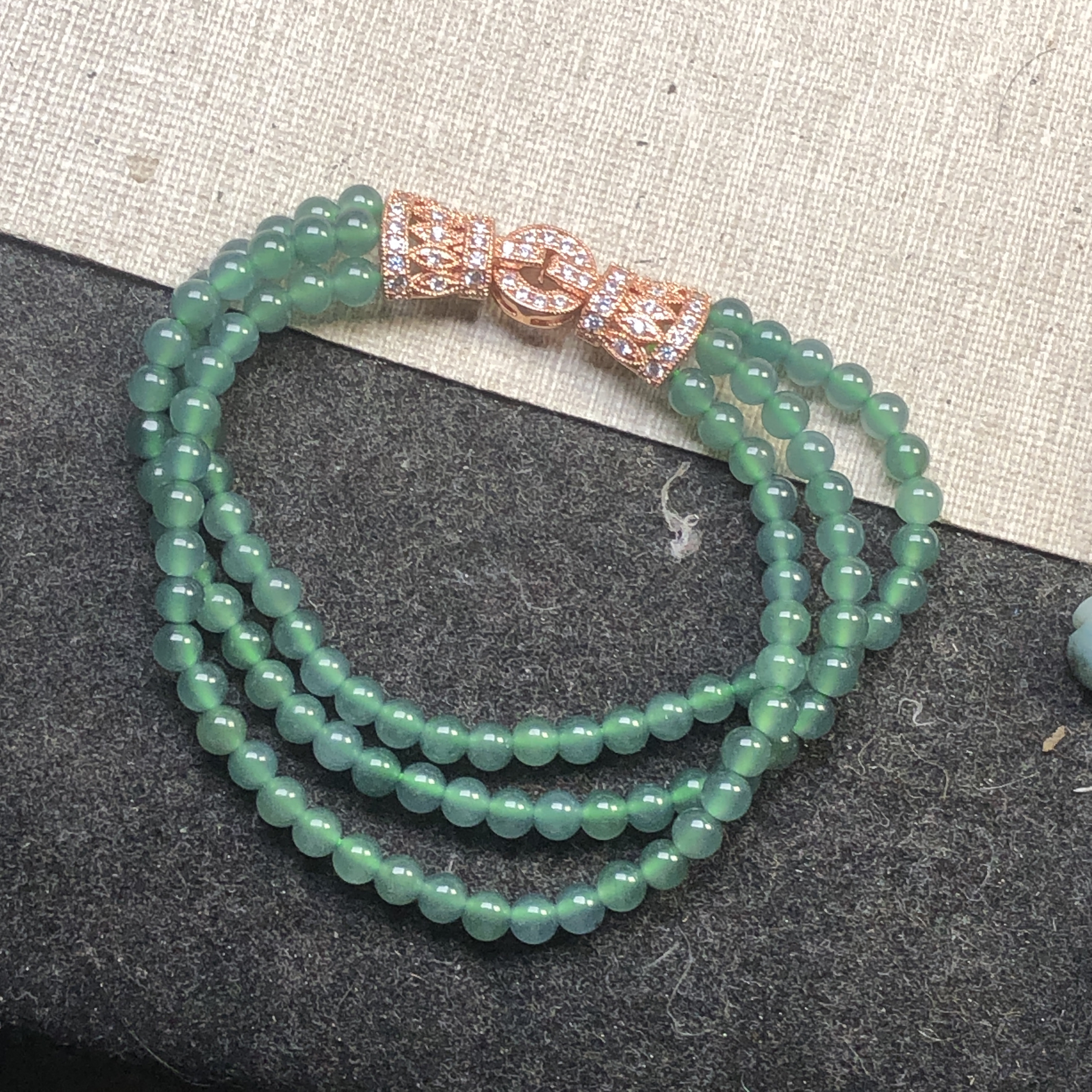 隆慈缘5mm高冰蓝水翡翠A货老坑冰种三圈手串首饰多圈冰种手链