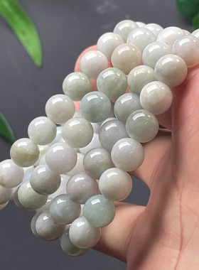 隆慈缘原矿翡翠源头直发A货翡翠10mm瑕疵手串四条不拆卖自费证书