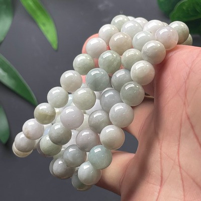 隆慈缘原矿翡翠源头直发A货翡翠10mm瑕疵手串四条不拆卖自费证书