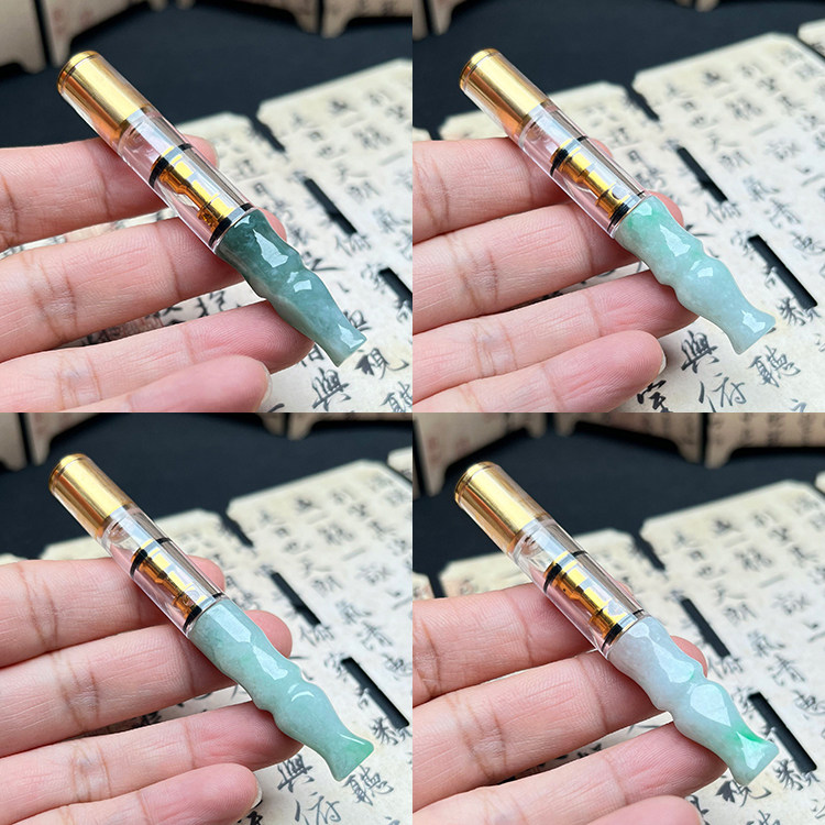 隆慈缘A货冰糯翡翠烟嘴送证书