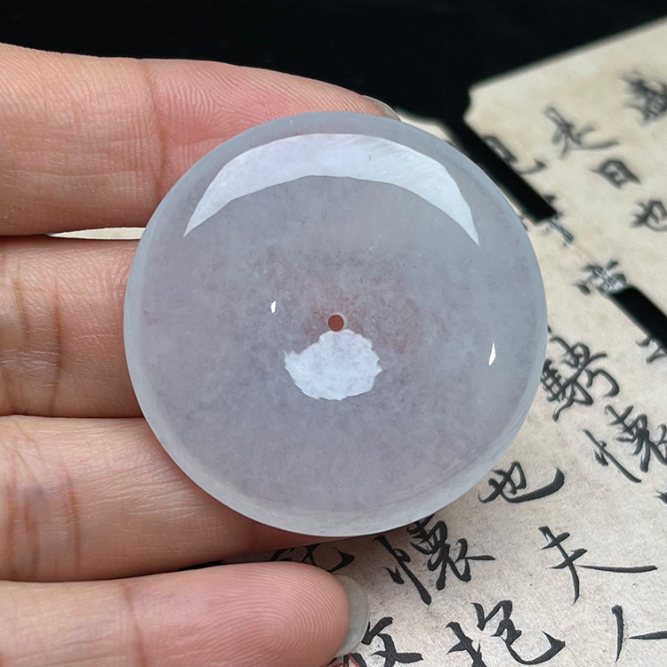 隆慈缘Y直销原矿缅甸翡翠A货老坑高冰平安扣吊坠38mm玉扣项坠男女