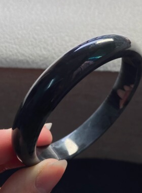 隆慈缘原矿A货翡翠61mm手镯冰糯种乌鸡手镯大圈口玉石手镯