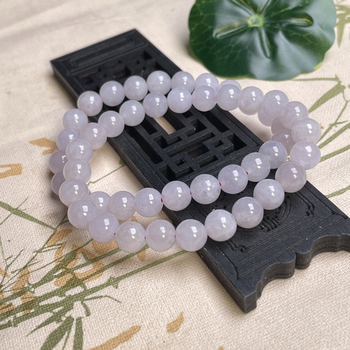 隆慈缘原矿翡翠A货8mm冰种紫罗兰手链男女款圆珠翡翠手串玉石手串