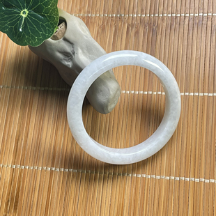 隆慈缘缅甸原矿A货翡翠58mm手镯冰糯种糯白手镯翡翠手镯