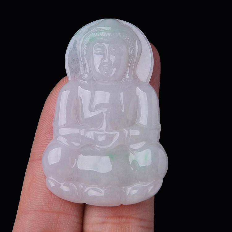隆慈缘.玉器冰糯种飘阳绿翡翠挂坠缅甸保真老坑A货观音项坠送证书