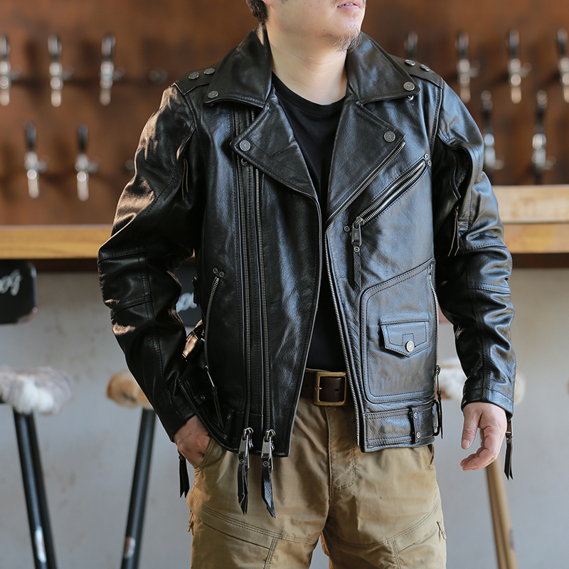 无涂油蜡头层牛皮1.6mm立领短款