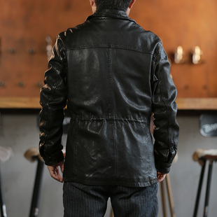 全植鞣绵羊皮M65猎装皮衣翻领多兜休闲真皮夹克