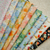 连衣裙服装 蓝骊布艺 童装 印刷棉布料夏季 面料diy 水彩晕染花朵数码