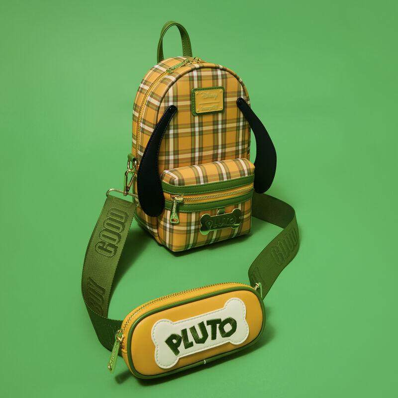 代购Loungefly黄色格纹斜挎包可爱挂饰可拆卸零钱包布鲁托95周年