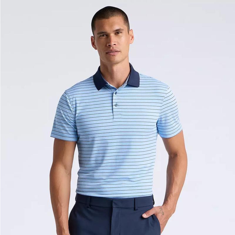 G/FORE 男人字纹横条纹Tech Jersey色织科技弹力高尔夫短袖Polo衫