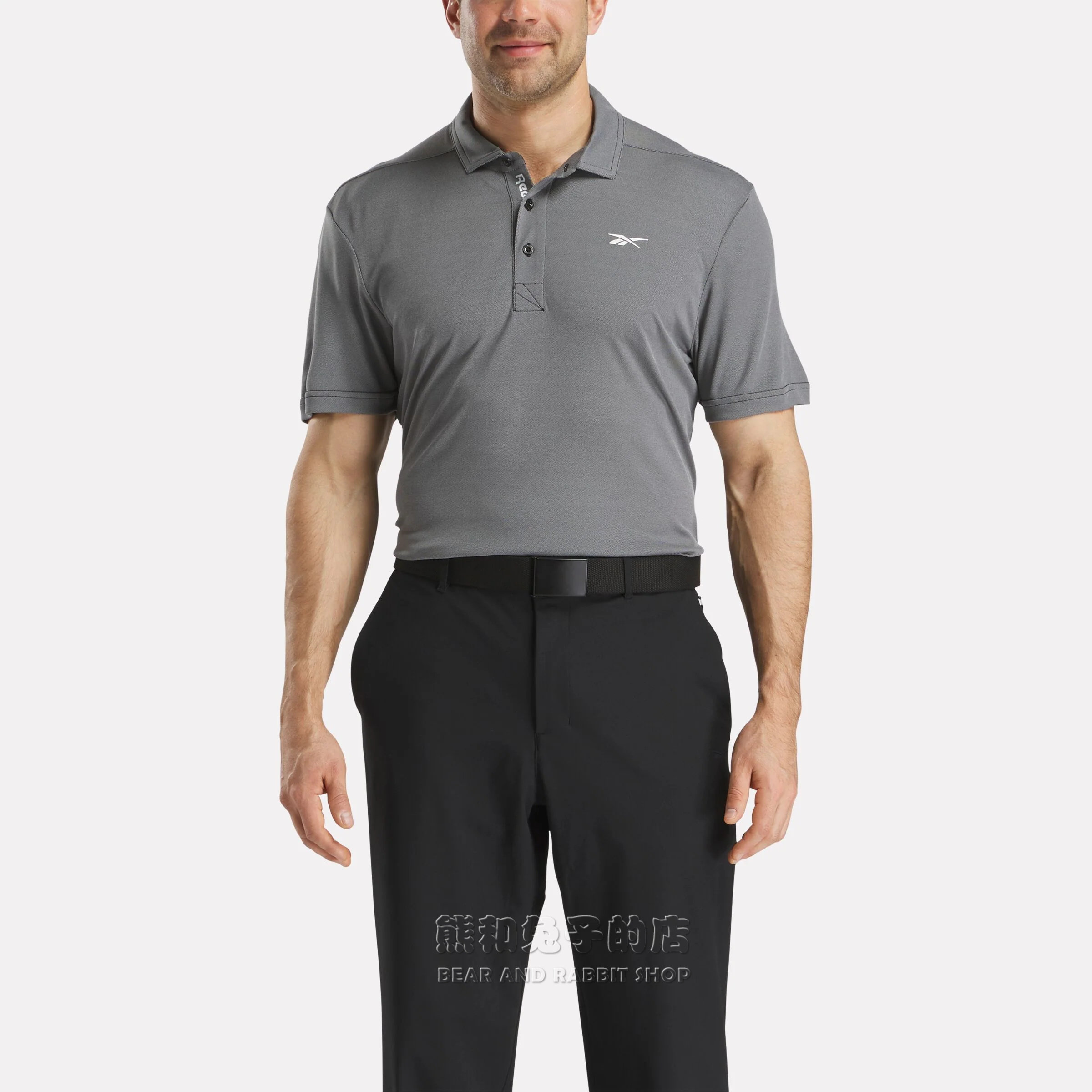 reebok Oxford锐步高尔夫运动服男子短袖Polo衫速干排汗T恤衫纯色