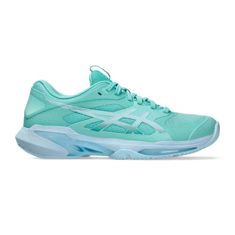 海外代购Asics/亚瑟士女士网球鞋透气缓震薄荷绿网面球场运动