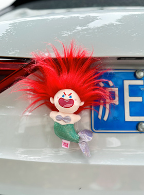 正版美炸了人鱼汽车尾部挂件车外玩偶车屁股后备箱摩托电动车摆件