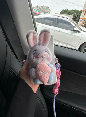 正版疯狂动物城朱迪尼克毛绒兔子手机背夹斜挎挂绳可爱卡通苹果