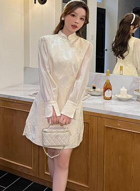 小香风韩版ulzzang早春新款法式气质时尚圆领上衣+国风马甲连衣裙