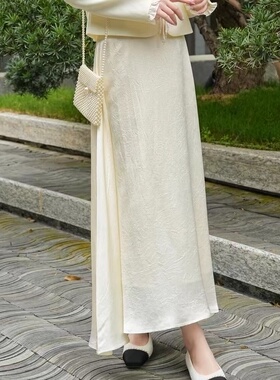 韩国ulzzang早春新款法式气质时尚高腰显瘦中长款百搭雪纺半身裙