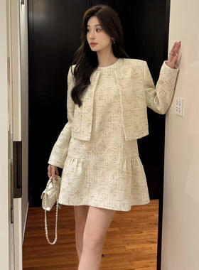 韩版ulzzang早春新款法式气质时尚小香风圆领修身显瘦口袋外套女