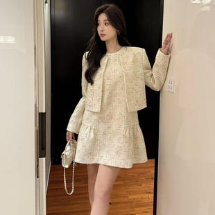 韩版ulzzang早春新款法式气质时尚小香风圆领修身显瘦口袋外套女
