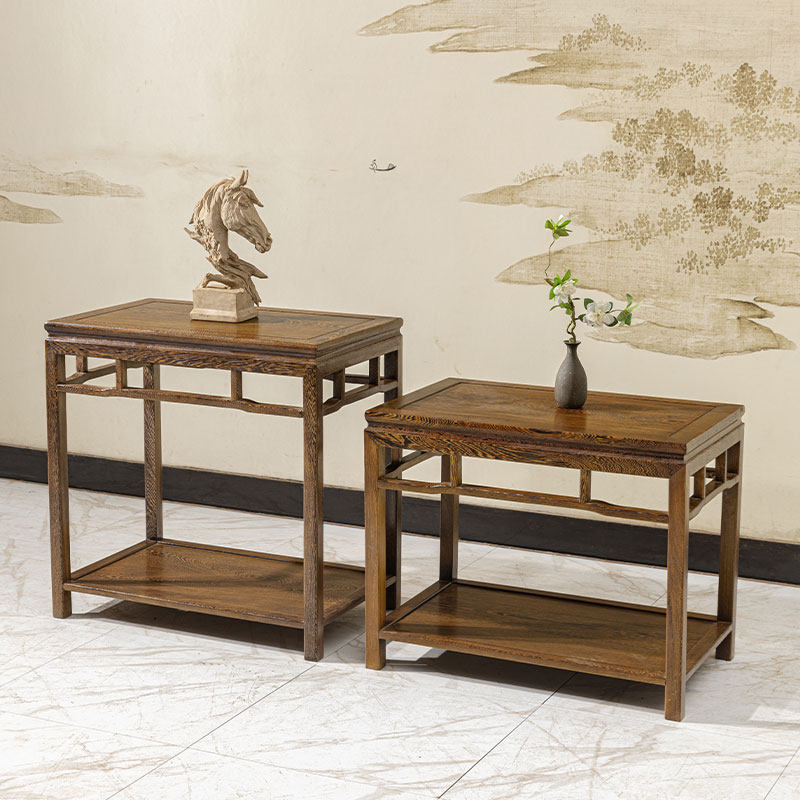 鱼缸柜中式红木鸡翅木全实木榫卯整装茶几盆景架石头架底座置物架