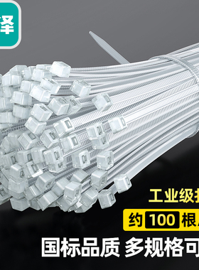 山泽 ZD-40 自锁式尼龙扎带 小号国标2.5*200mm 电脑主机装机 园艺 线缆理线束线捆扎绑带 白色 约100根/包