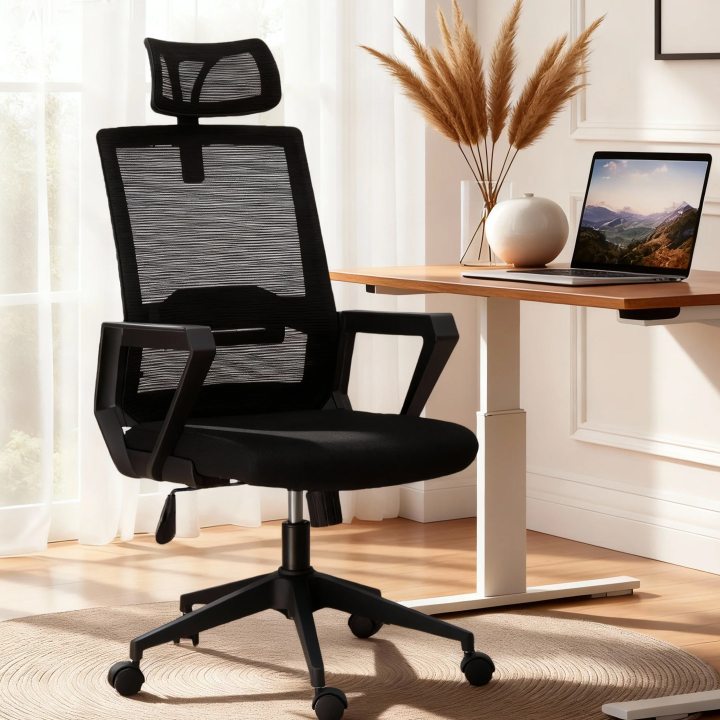 人体工学网布升降旋转电脑椅