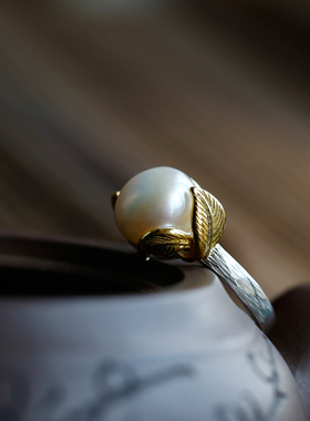 女925纯银淡水珍珠开口戒指