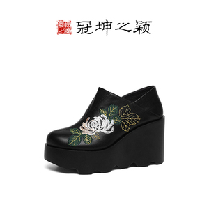 玛丽珍女鞋里外真皮牛皮国风松紧