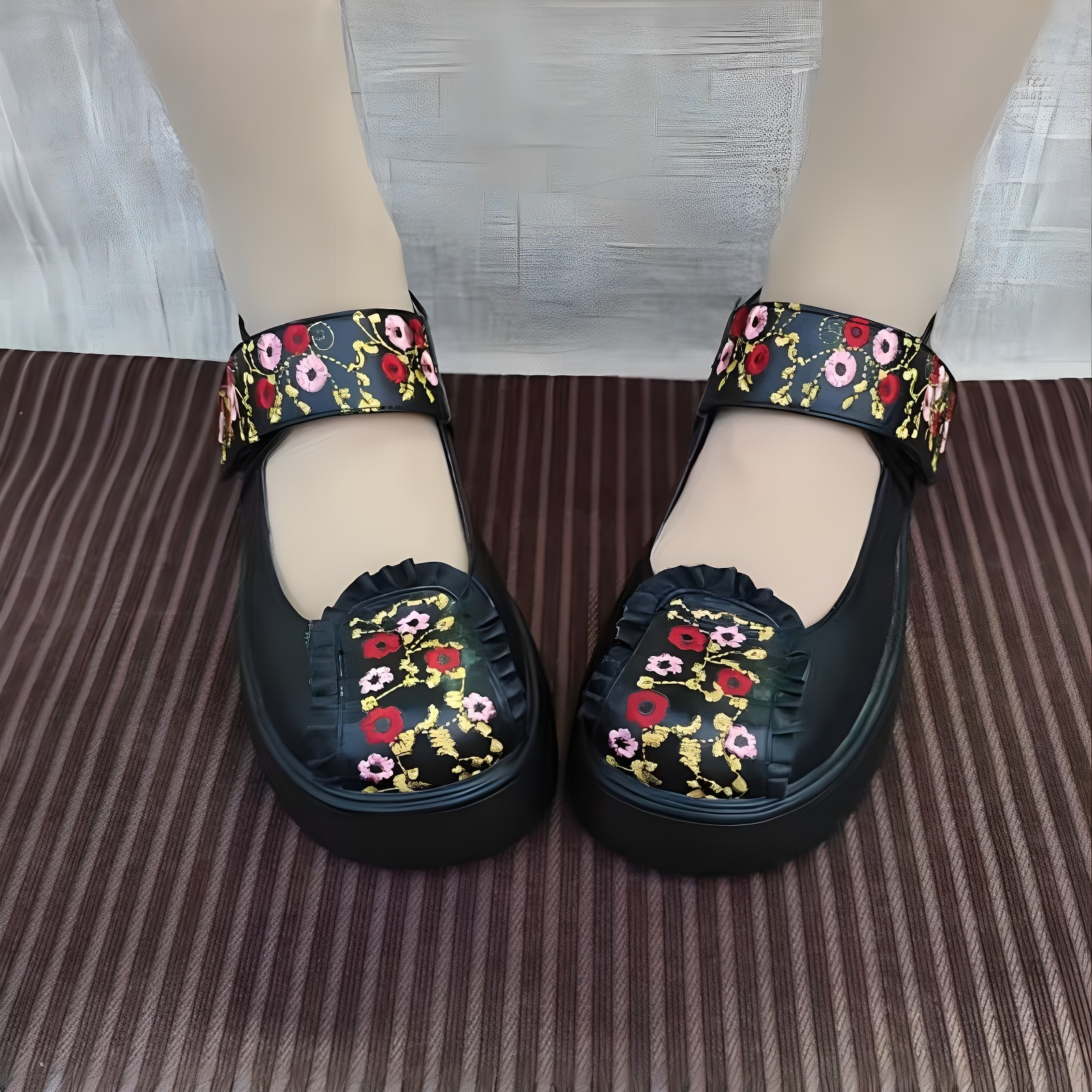 民族风真皮松糕底春秋玛丽珍女鞋