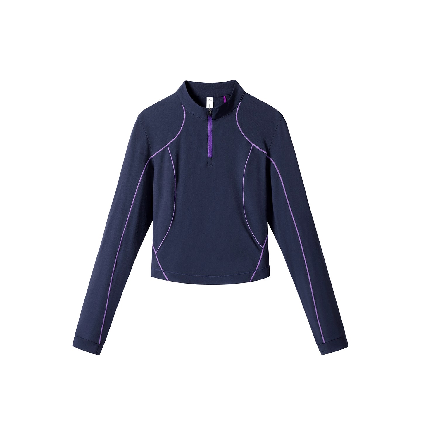 Eagle Vogue户外拼色哈苏线半拉链修身显瘦速干运动长袖T恤女