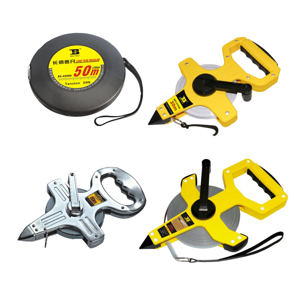 波斯便携式长钢卷尺 一级精度 全钢 架式 盘尺15m20m30m50m100米