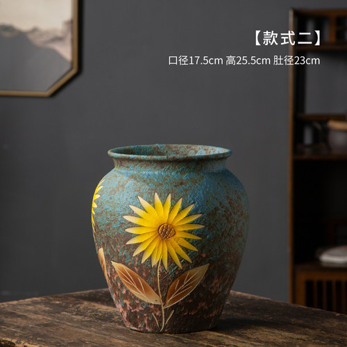 花盆景德镇纯手工雕刻陶瓷特价清仓兰花花盆大号复古粗陶陶罐特价