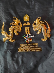 明制万历皇帝双龙花丝镶嵌翼善冠小金龙金属配件材料包男帽材料包