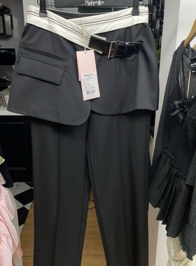 AP品牌撤柜黑色假两件西装裤