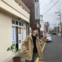 复古简约宽松chic韩版 卡其色中长款 风衣外套男 小明bene 秋季