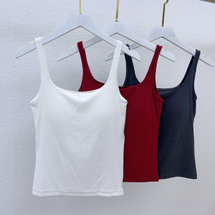 优可丝吊带背心秋打底上衣螺纹方领女外穿修身 内搭带胸垫吊带069