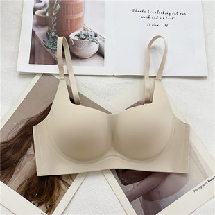 G1001复古方领无痕云感裸肌内衣女小胸聚拢上托防下垂无钢圈文胸