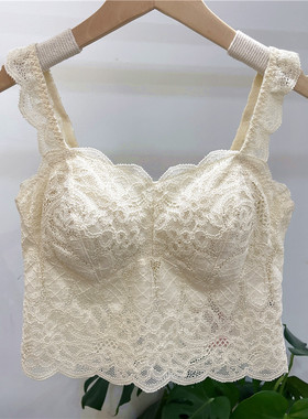 古妃52017抹胸内衣女防走光薄款蕾丝法式纯欲无钢圈吊带美背文胸