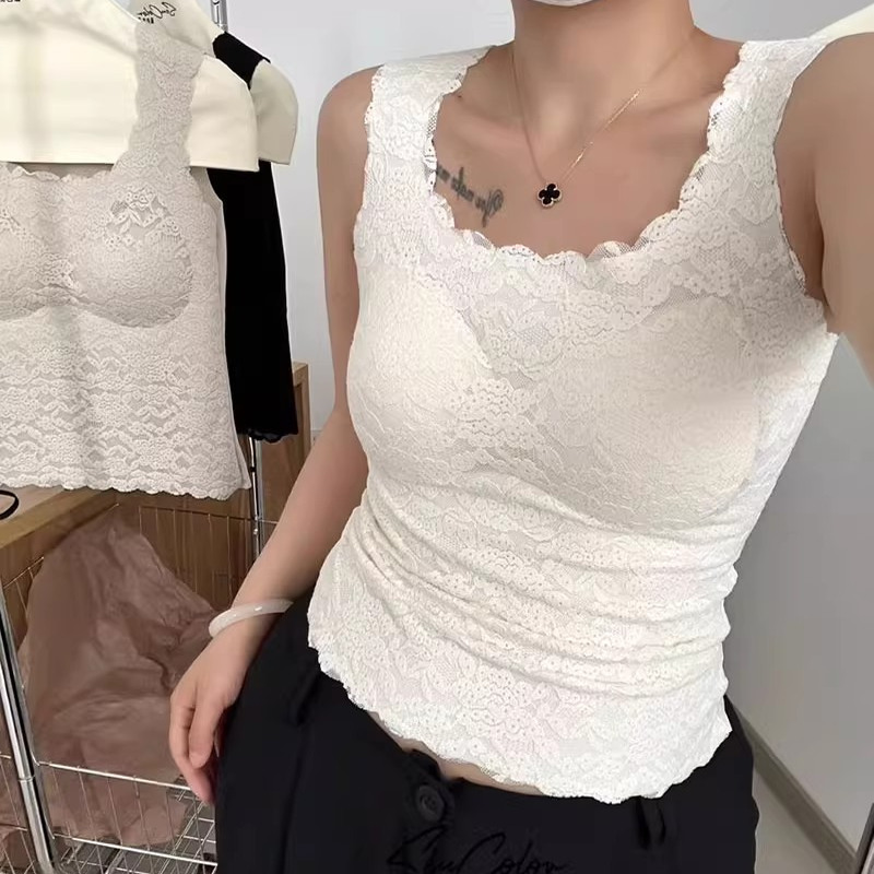 秋冬宽肩固定杯聚拢吊带背心显瘦