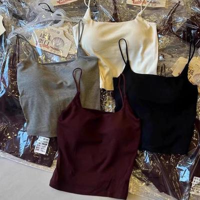 妃子纪26100正品珍珠蛋白磨毛背心细肩带纯色一体杯胸垫内衣上衣