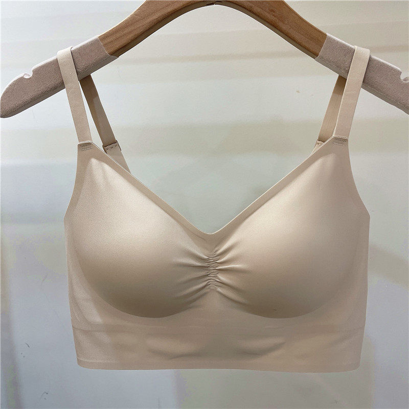 5535无痕光面睡眠文胸女小胸果冻条乳胶运动舒适聚拢美背背心胸罩