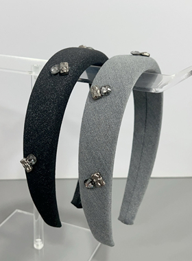 F5韩版高级灰发箍黑色新款灰钻质感发箍细闪发卡发饰头饰144