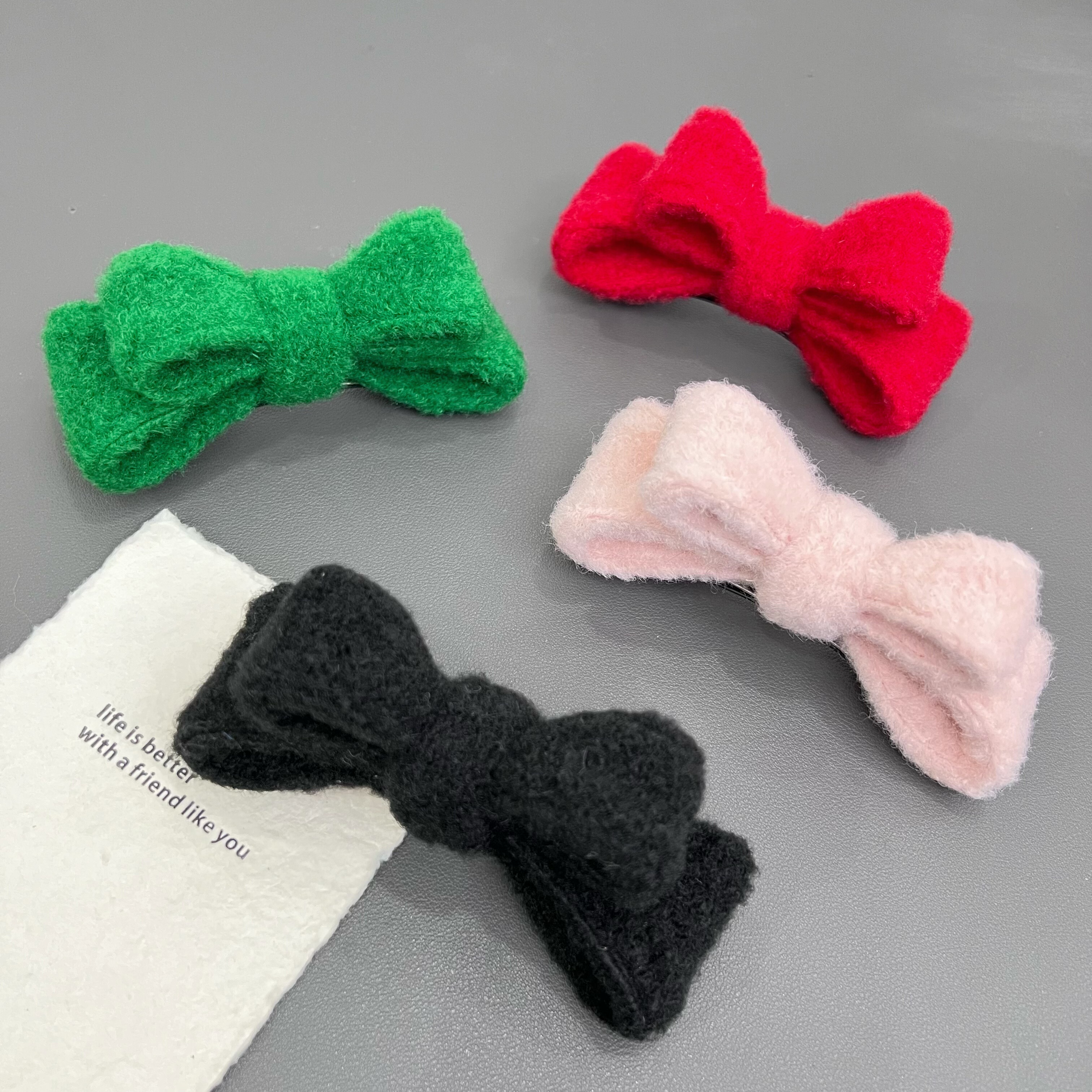 CL7质感秋冬绒感韩国东大门高级感蝴蝶结弹簧夹发夹发饰头饰横夹