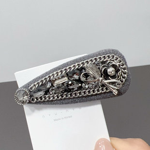 B1重工BB夹银灰小香风山茶花灰钻发夹边夹侧边夹拜拜夹发饰头饰