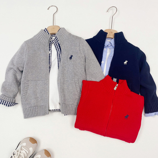 新款儿童春秋款拉链开衫男女童休闲毛衣中大童宝宝针织外套86409
