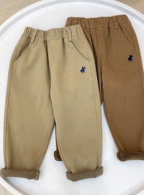 秋冬保暖一体绒儿童休闲裤加绒修身中腰微弹中大童宝宝长裤86318