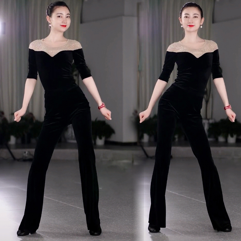 中袖金丝绒优雅气质秋冬季练功服