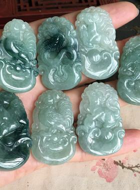 A货十二生肖猪猴鸡玉石翡翠坠子