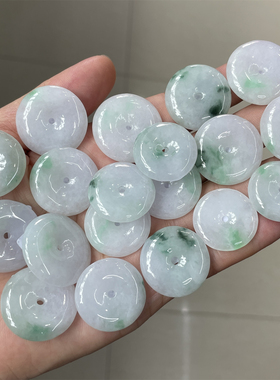 平安扣飘绿平安扣天然翡翠A货